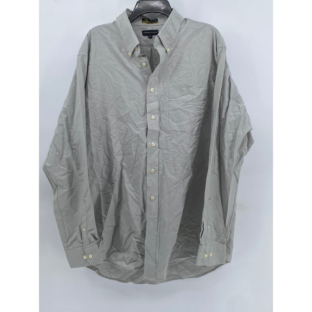CAMBRIDGE CLASSICS Mens Button Down Long Sleeve Neck: 17 1/2 - 36/37